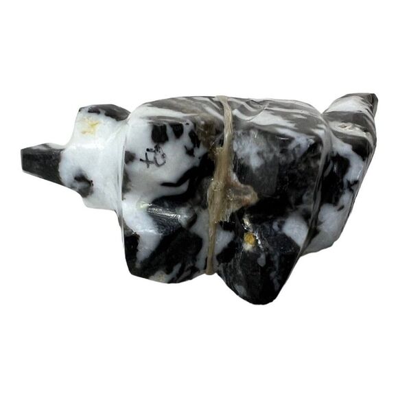 Zuni Fetish Zebra Jasper Badger Fox Arrowhead NATIVE AMERICAN Black white Vtg - Picture 6 of 7